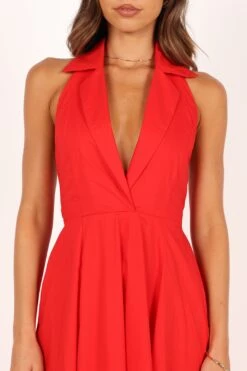 Dita Halterneck Midi Dress - Tomato -Fashion Dress petal and pup usa dresses dita halterneck midi dress tomato 33608153956529