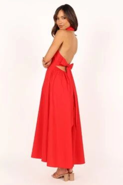 Dita Halterneck Midi Dress - Tomato -Fashion Dress petal and pup usa dresses dita halterneck midi dress tomato 33608154054833