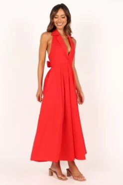 Dita Halterneck Midi Dress - Tomato -Fashion Dress petal and pup usa dresses dita halterneck midi dress tomato 33608154120369