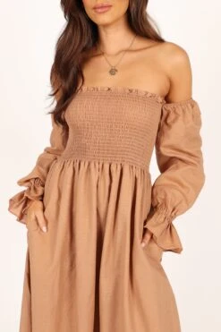 Fashion Dress -Fashion Dress petal and pup usa dresses domenica shirred long sleeve midi dress tan 33553160339633