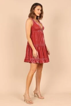 Eddie Tiered Velvet Mini Dress - Ginger -Fashion Dress petal and pup usa dresses eddie tiered velvet mini dress ginger 32341314797745