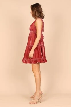 Eddie Tiered Velvet Mini Dress - Ginger -Fashion Dress petal and pup usa dresses eddie tiered velvet mini dress ginger 32341314830513