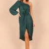 Ezme One Shoulder Midi Dress - Emerald -Fashion Dress petal and pup usa dresses ezme one shoulder midi dress emerald 32486582616241