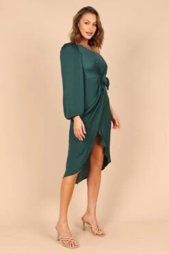 Ezme One Shoulder Midi Dress - Emerald -Fashion Dress petal and pup usa dresses ezme one shoulder midi dress emerald 32486582714545