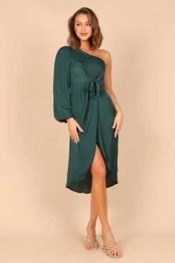 Ezme One Shoulder Midi Dress - Emerald -Fashion Dress petal and pup usa dresses ezme one shoulder midi dress emerald 32486582812849