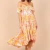 Feliz Off Shoulder Maxi Dress - Coral Floral -Fashion Dress petal and pup usa dresses feliz off shoulder maxi dress coral floral 32747582030001