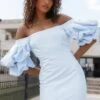 Fern Puff Sleeve Mini Dress - Icy Blue -Fashion Dress petal and pup usa dresses fern puff sleeve mini dress icy blue 33340287582385