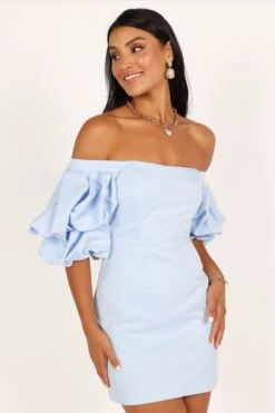 Fern Puff Sleeve Mini Dress - Icy Blue -Fashion Dress petal and pup usa dresses fern puff sleeve mini dress icy blue 33340287647921
