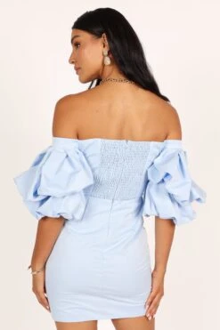 Fern Puff Sleeve Mini Dress - Icy Blue -Fashion Dress petal and pup usa dresses fern puff sleeve mini dress icy blue 33340287778993
