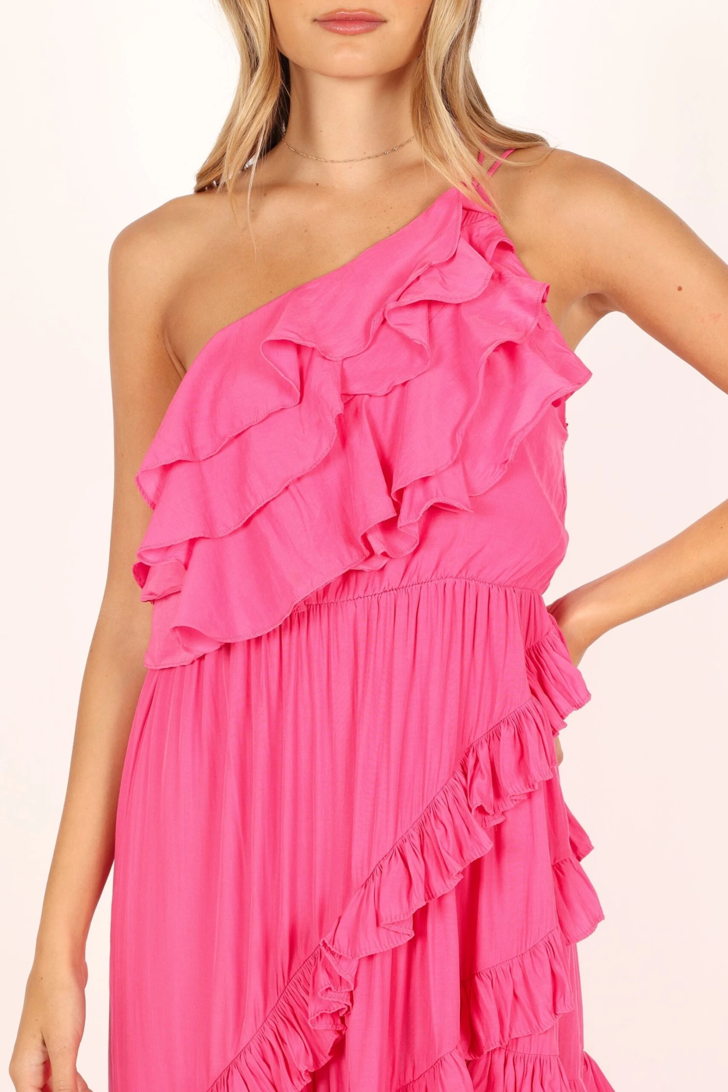 Fiorda One Shoulder Midi Dress - Pink 5 Fiorda One Shoulder Midi Dress - Pink - Image 3