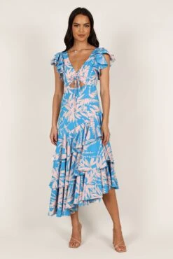 Flick Tiered Maxi Dress - Blue Floral -Fashion Dress petal and pup usa dresses flick tiered maxi dress blue floral 33173381939377