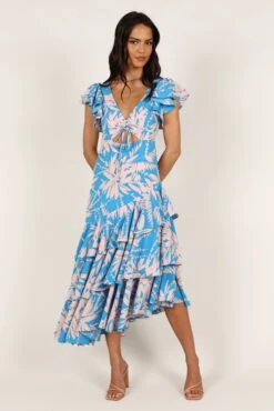 Flick Tiered Maxi Dress - Blue Floral -Fashion Dress petal and pup usa dresses flick tiered maxi dress blue floral 33173382103217