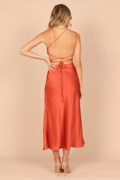 Forelle One Shoulder Cut Out Midi Dress - Rust -Fashion Dress petal and pup usa dresses forelle one shoulder cut out midi dress rust 32396382535857