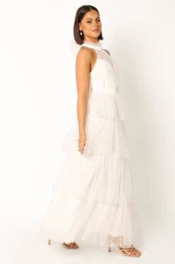 Frances Halterneck Maxi Dress - Off White -Fashion Dress petal and pup usa dresses frances halterneck maxi dress off white 33916160344241