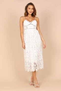 Francheshca Midi Lace Dress - White Lace