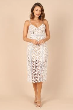 Franque Midi Lace Dress - White Lace