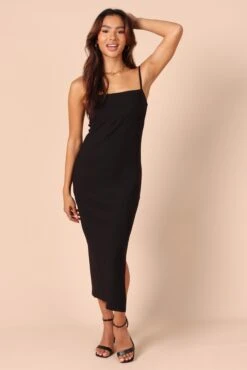 Freyja Bodycon Midi Dress - Black