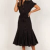 Gabrielle Button Down Midi Dress - Black -Fashion Dress petal and pup usa dresses gabrielle button down midi dress black 33245581803697