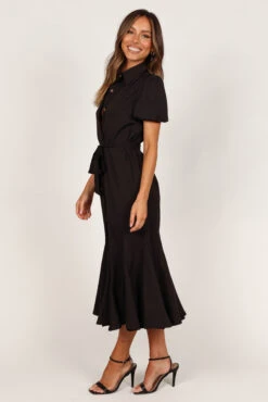 Gabrielle Button Down Midi Dress - Black 10 Gabrielle Button Down Midi Dress - Black -Fashion Dress petal and pup usa dresses gabrielle button down midi dress black 33245581836465