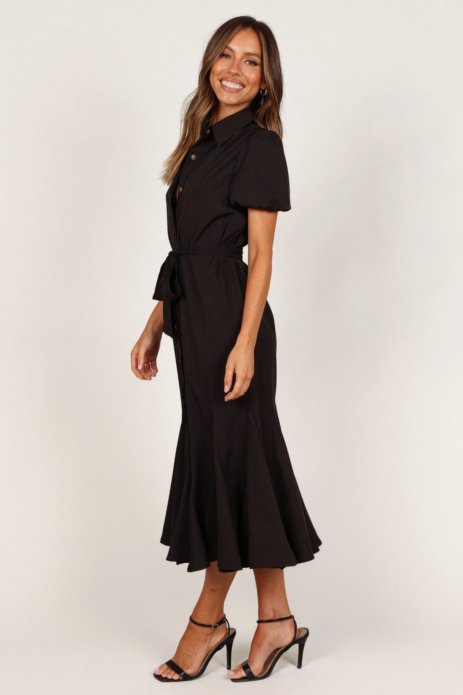 Gabrielle Button Down Midi Dress - Black 5 Gabrielle Button Down Midi Dress - Black - Image 3