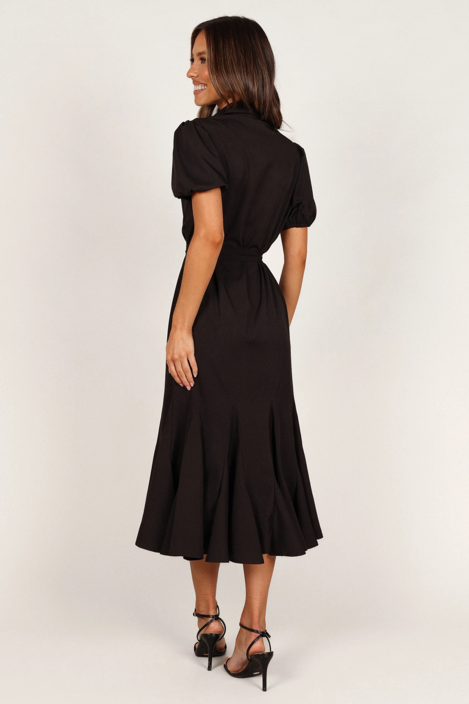 Gabrielle Button Down Midi Dress - Black 6 Gabrielle Button Down Midi Dress - Black - Image 4