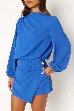 Galen Long Sleeve Mini Dress - Paris Blue -Fashion Dress petal and pup usa dresses galen long sleeve mini dress paris blue 34007535321265