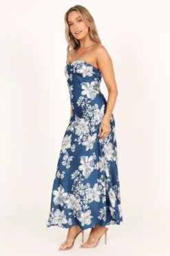 Gemma Strapless Maxi Dress - Blue Floral -Fashion Dress petal and pup usa dresses gemma strapless maxi dress blue floral 33543064780977