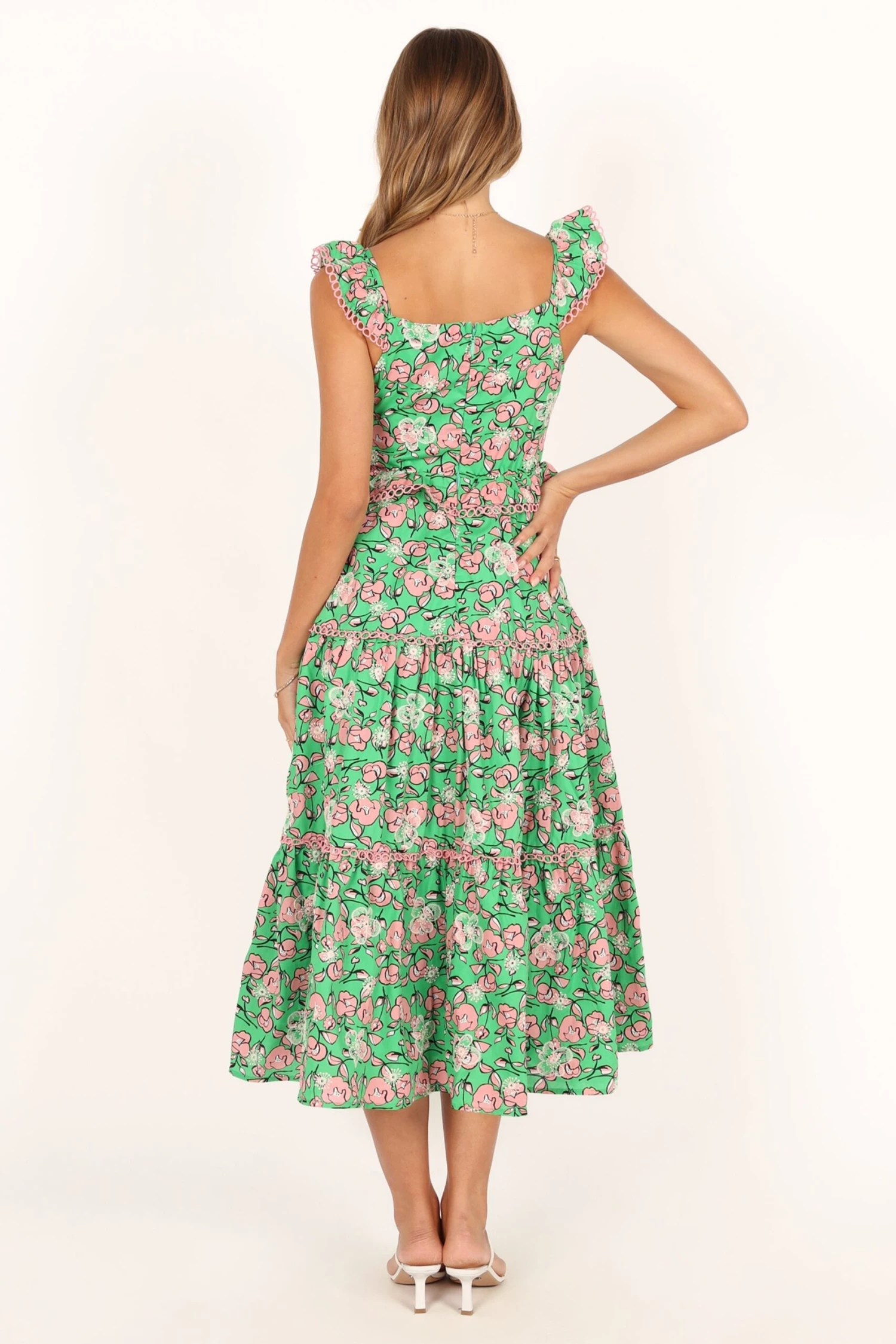 Gia Midi Dress - Green Pink 6 Gia Midi Dress - Green Pink - Image 4