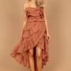 Hannah Multi Tiered Midi Dress - Dusty Rust -Fashion Dress petal and pup usa dresses hannah multi tiered midi dress dusty rust 32619402854577