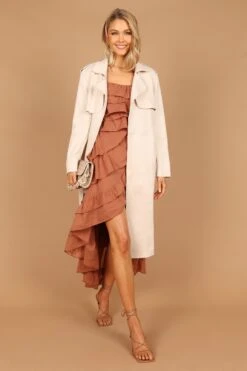 Hannah Multi Tiered Midi Dress - Dusty Rust -Fashion Dress petal and pup usa dresses hannah multi tiered midi dress dusty rust 32619402952881