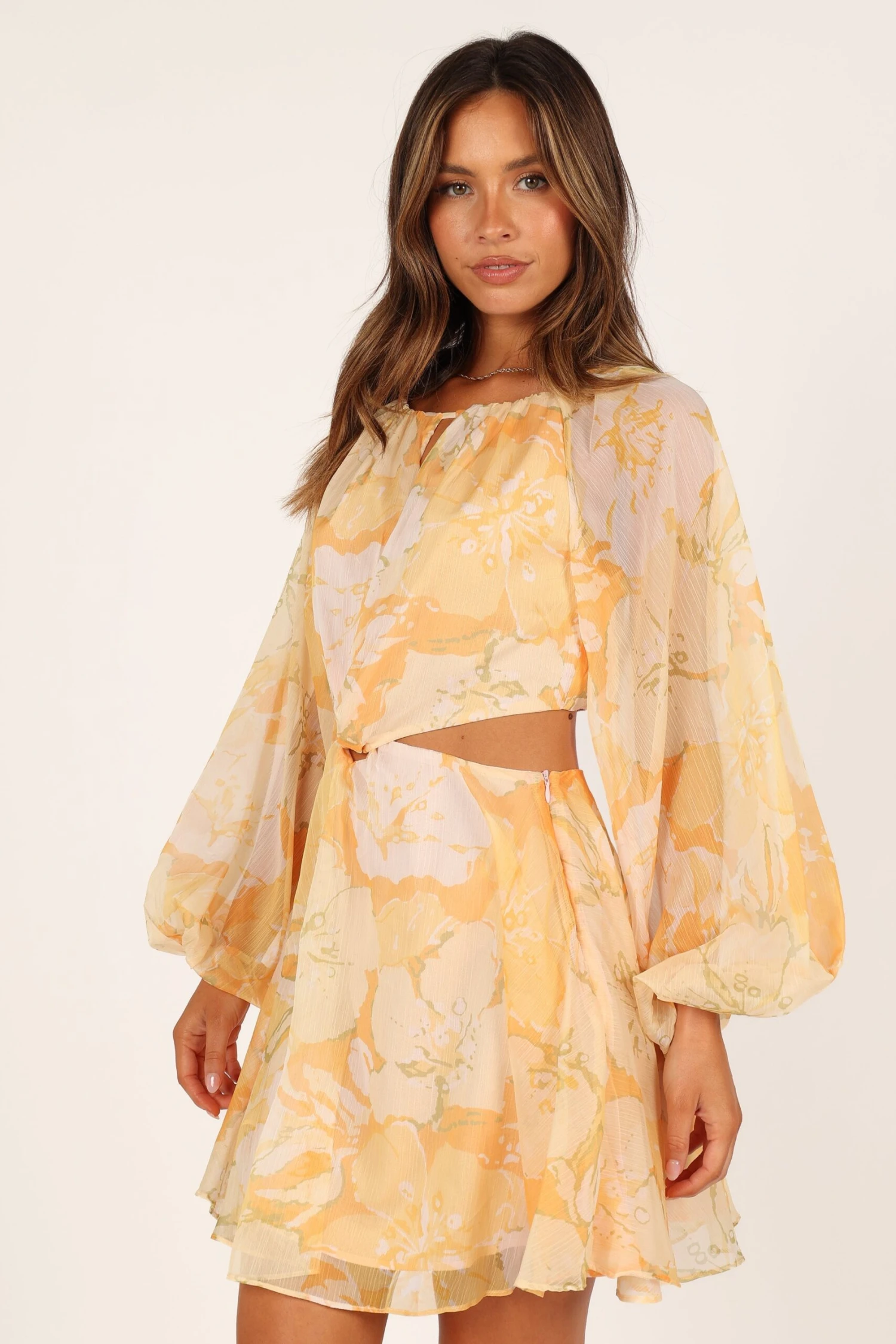 Jamille Cutout Long Sleeve Mini Dress - Yellow 7 Jamille Cutout Long Sleeve Mini Dress - Yellow - Image 5