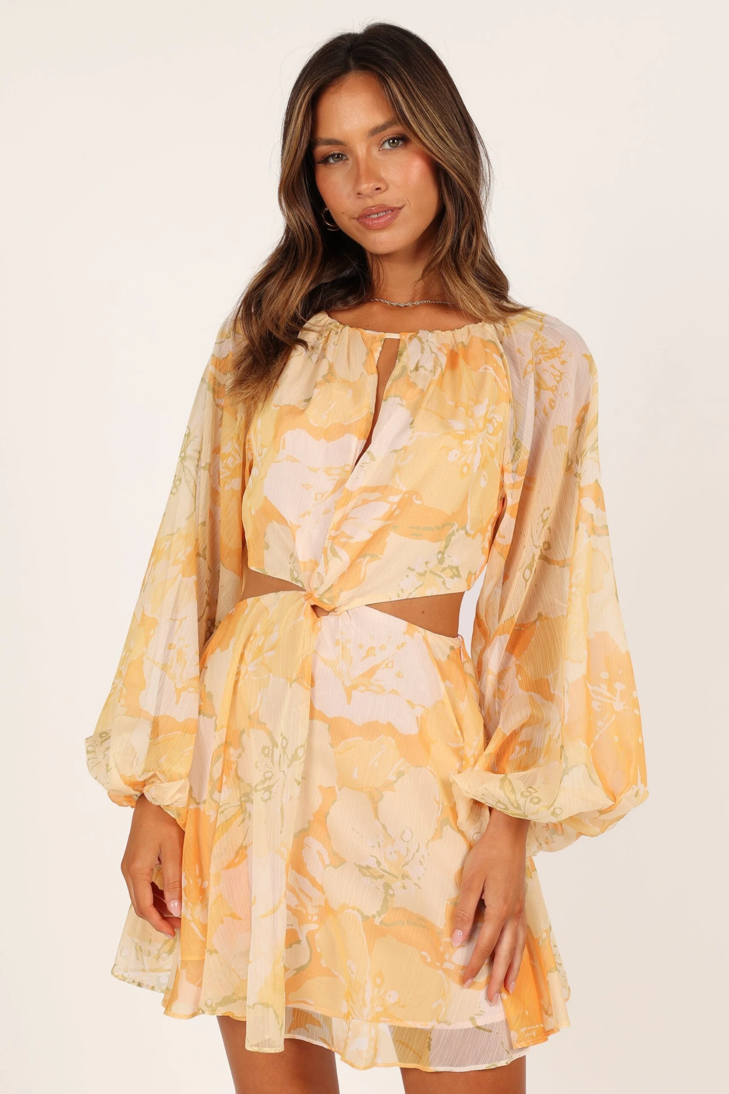 Jamille Cutout Long Sleeve Mini Dress - Yellow 8 Jamille Cutout Long Sleeve Mini Dress - Yellow - Image 6