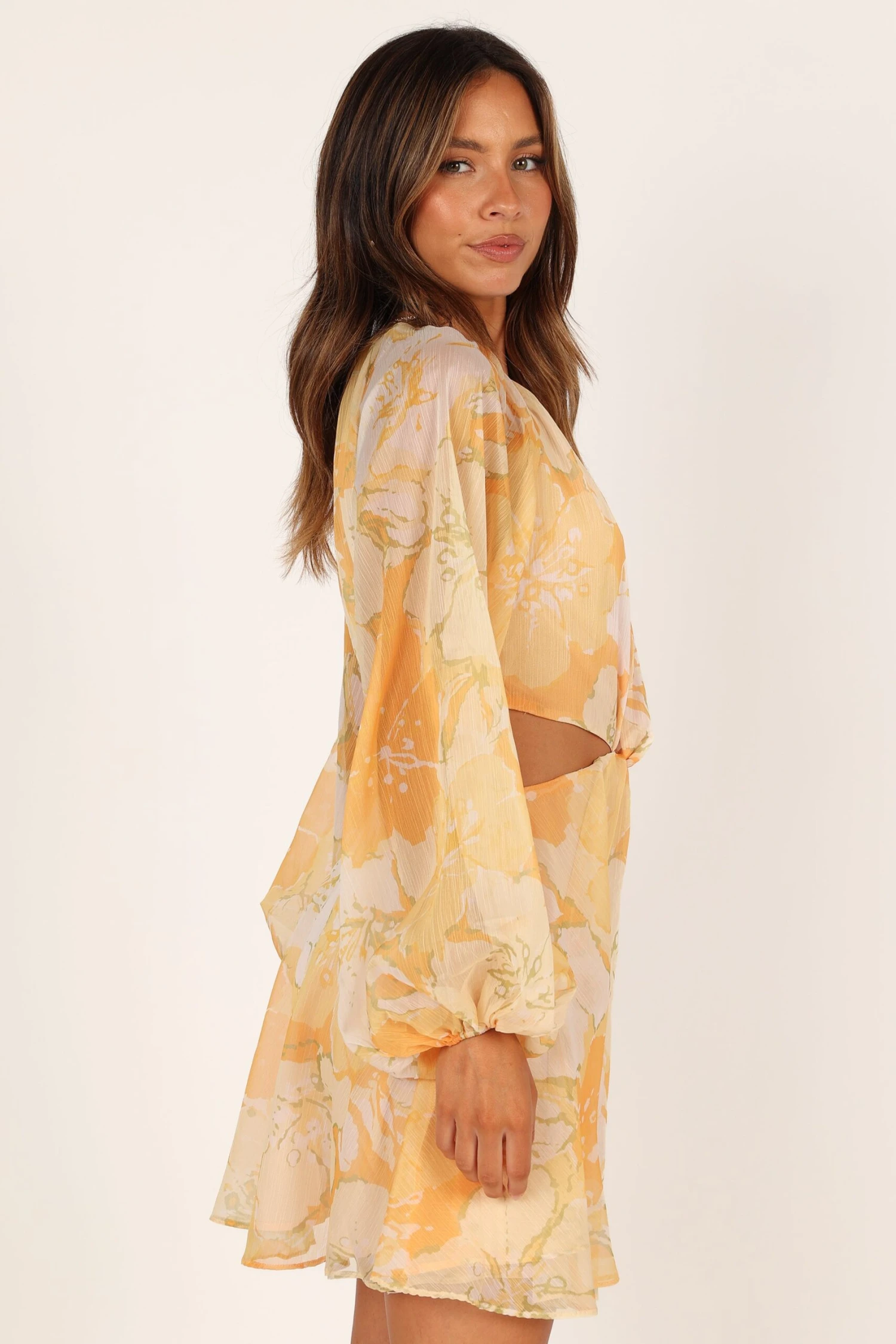 Jamille Cutout Long Sleeve Mini Dress - Yellow 6 Jamille Cutout Long Sleeve Mini Dress - Yellow - Image 4