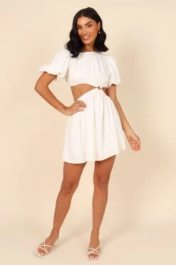 Joanna Cut Out Mini Dress - White -Fashion Dress petal and pup usa dresses joanna cut out mini dress white 32129770619057