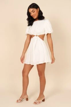 Joanna Cut Out Mini Dress - White -Fashion Dress petal and pup usa dresses joanna cut out mini dress white 32129770651825