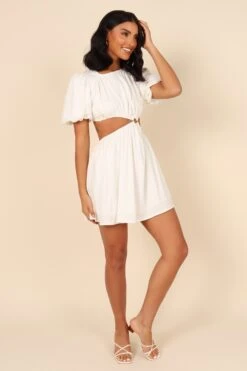 Joanna Cut Out Mini Dress - White -Fashion Dress petal and pup usa dresses joanna cut out mini dress white 32129770717361