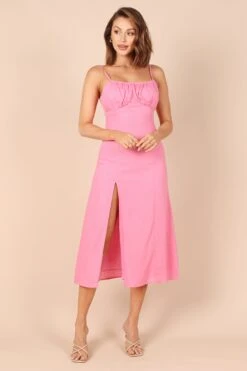 Krystal Midi Dress - Hot Pink -Fashion Dress petal and pup usa dresses krystal midi dress hot pink 32257854636209