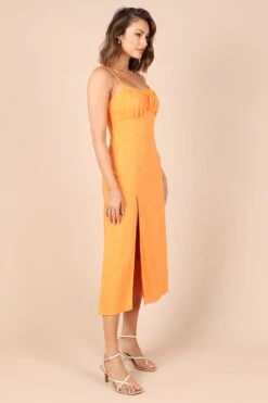 Krystal Midi Dress - Tangerine -Fashion Dress petal and pup usa dresses krystal midi dress tangerine 32257854800049