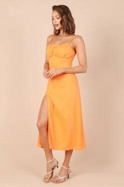 Krystal Midi Dress - Tangerine -Fashion Dress petal and pup usa dresses krystal midi dress tangerine 32257854865585