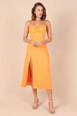 Krystal Midi Dress - Tangerine -Fashion Dress petal and pup usa dresses krystal midi dress tangerine 32257854898353