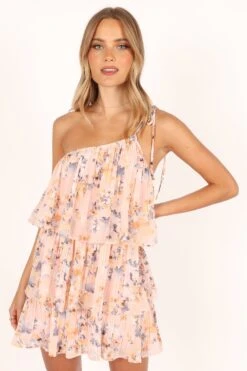 Loella One Shoulder Mini Dress - Pink Floral -Fashion Dress petal and pup usa dresses loella one shoulder mini dress pink floral 33712104702129