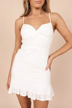 Lulani Eyelet Frill Mini Dress - White
