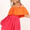 Maeva One Shoulder Mini Dress - Pink/Orange -Fashion Dress petal and pup usa dresses maeva one shoulder mini dress pink orange 33549818560689