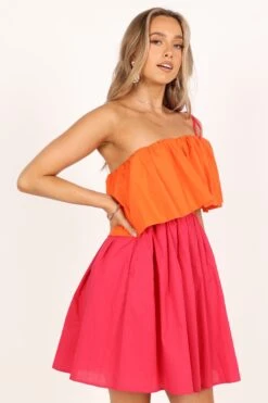 Maeva One Shoulder Mini Dress - Pink/Orange -Fashion Dress petal and pup usa dresses maeva one shoulder mini dress pink orange 33549818724529