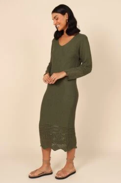 Maggie Crochet Midi Dress - Emerald -Fashion Dress petal and pup usa dresses maggie crochet midi dress emerald 32020568244401