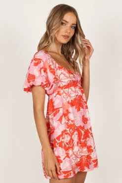 Maggie Mini Dress - Pink/Red Floral -Fashion Dress petal and pup usa dresses maggie mini dress pink red floral 33351124615345