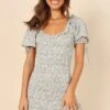 Marabella Shirred Mini Dress - Blue -Fashion Dress petal and pup usa dresses marabella shirred mini dress blue 32066633531569