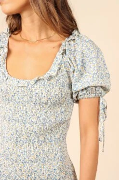 Marabella Shirred Mini Dress - Blue -Fashion Dress petal and pup usa dresses marabella shirred mini dress blue 32066633564337