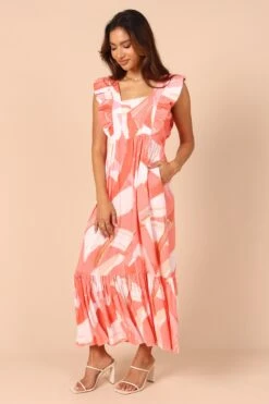 Mariapia Frill Midi Dress - Red -Fashion Dress petal and pup usa dresses mariapia frill midi dress red 32317550854321