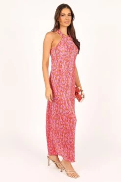 Melody Plisse Halter Maxi Dress - Hot Pink -Fashion Dress petal and pup usa dresses melody plisse halter maxi dress hot pink 33559100686513